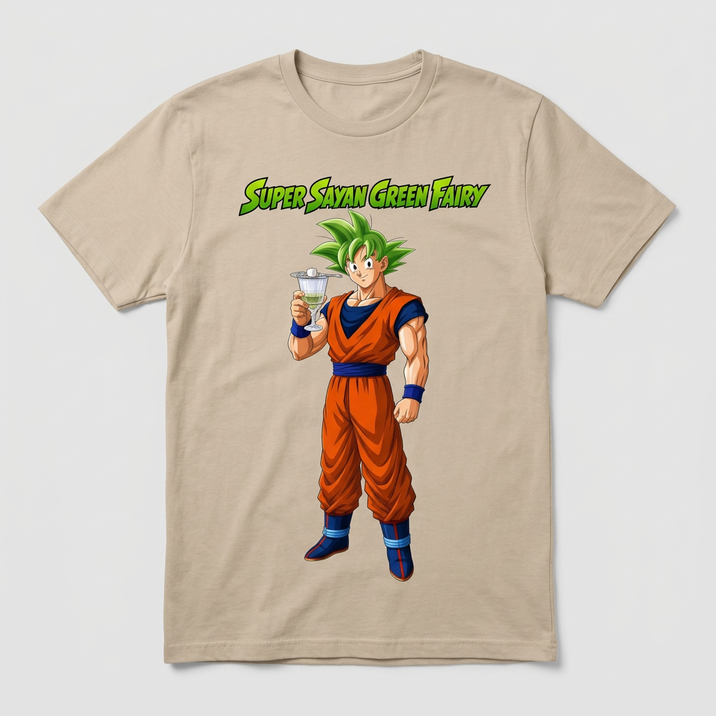 Aperçu du tee-shirt beige Super Saiyan Green Fairy